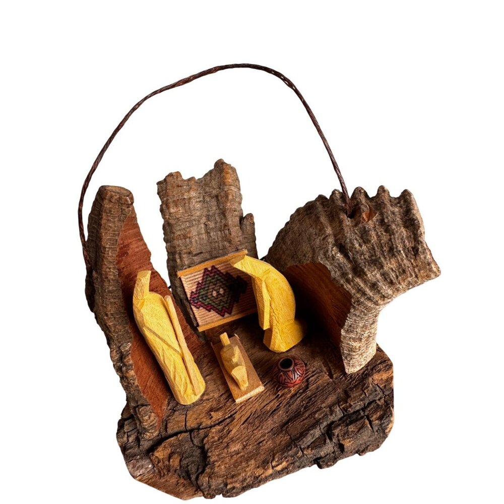 Rustic Bark Wood Mini Nativity Hand Carved Mexico Folk Art 3 Figures Ophelia 3 1 - Picture 9 of 9